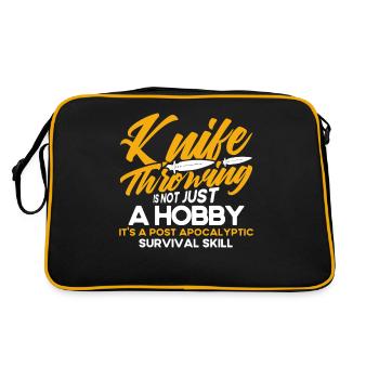 Messerwurfscheibe Geschenk Messerwerfer - Retro Tasche - Schwarz/Gold - Hinten