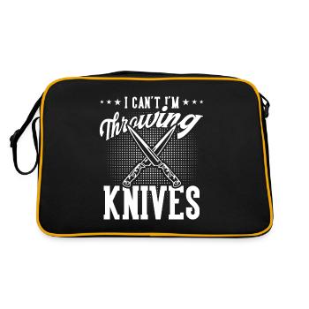 Messerwurfscheibe Geschenk Messerwerfer - Retro Tasche - Schwarz/Gold - Hinten