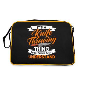 Messerwurfscheibe Geschenk Messerwerfer - Retro Tasche - Schwarz/Gold - Hinten