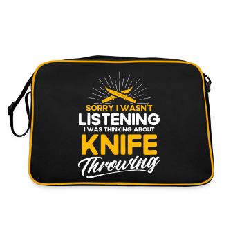 Messerwurfscheibe Geschenk Messerwerfer - Retro Tasche - Schwarz/Gold - Hinten