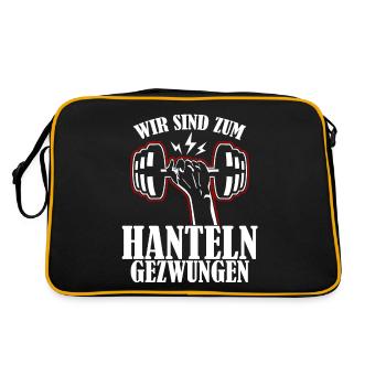 Strongman Bodybuilder Bodybuilding - Retro Tasche - Schwarz/Gold - Hinten