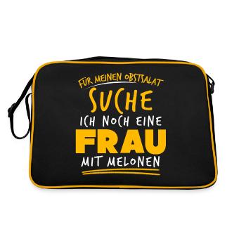 Single Mann Anmachspruch Alleinstehend - Retro Tasche - Schwarz/Gold - Hinten