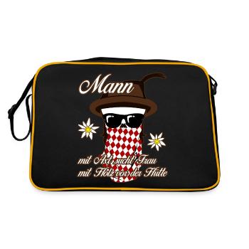 Single Mann Holz Alleinstehend - Retro Tasche - Schwarz/Gold - Hinten
