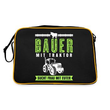 Single Bauer Traktor Alleinstehend - Retro Tasche - Schwarz/Gold - Hinten