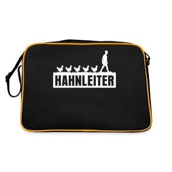Hühner Hahn Hühnerstall Huhn - Retro Tasche - Schwarz/Gold - Hinten
