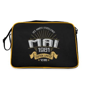 Mai 1981 42 Ans Anniversaire Vintage Idée Cadeau - Sac Retro - noir/or - Dos