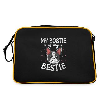 Boston Terrier - Retro Tasche - Schwarz/Gold - Hinten