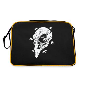 Bone skull of a raven crow bird - Retro Bag - black/gold - Back