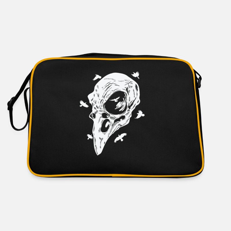 Knochenschädel von einem Raben Krähe Vogel Retro Tasche