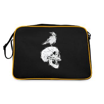 Crow on a bone skull raven bird - Retro Bag - black/gold - Back
