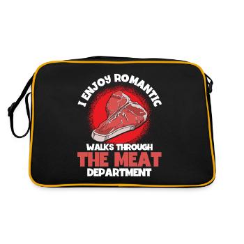 Les amateurs de viande disent un drôle de steak de viande barbecue - Sac Retro - noir/or - Dos