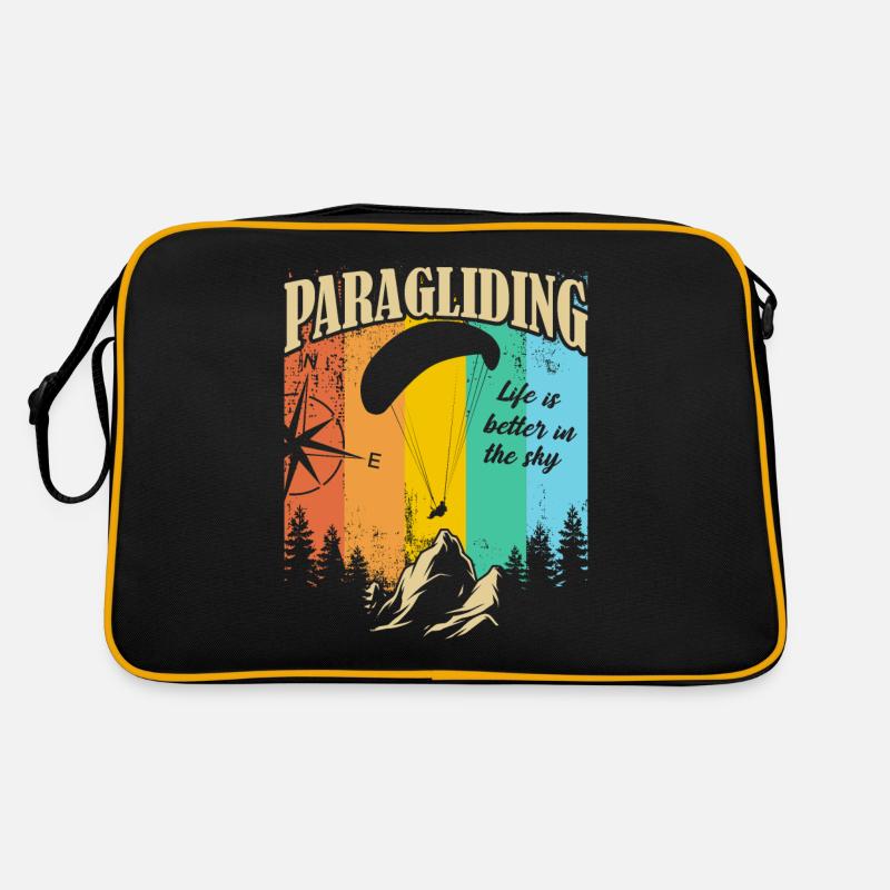 Paragliding Gleitschirmflieger Berge Retro Tasche