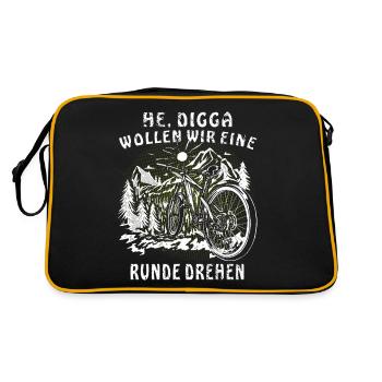 FAHRRAD HE DIGGA - Retro Tasche - Schwarz/Gold - Hinten