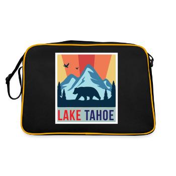 Lake Tahoe Grizzly Bear California Ski Mountains Cam - Retro Bag - black/gold - Back