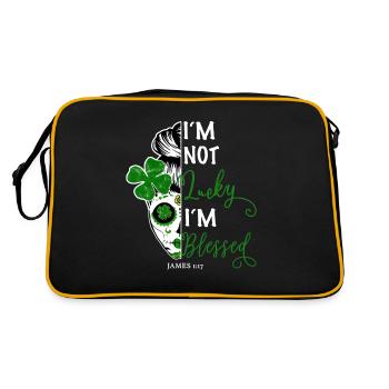 Christlich Religiöser Vers - Retro Tasche - Schwarz/Gold - Hinten