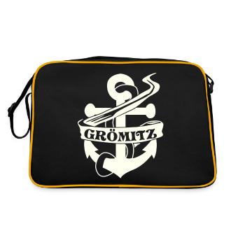 Grömitz Anker - Retro Tasche - Schwarz/Gold - Hinten