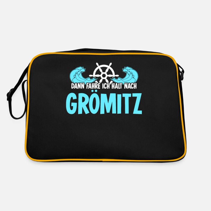 Grömitz Urlaub - Retro Tasche - Schwarz/Gold
