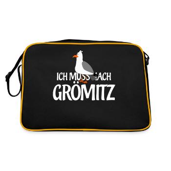 Ich muss nach Grömitz - Retro Tasche - Schwarz/Gold - Hinten