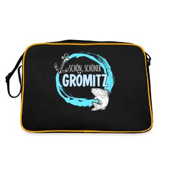 Grömitz Urlaub Ostsee - Retro Tasche - Schwarz/Gold - Hinten