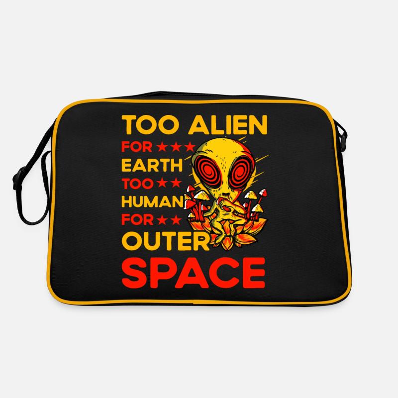 Too Alien for Earth too Human for outer Space Retro Tasche
