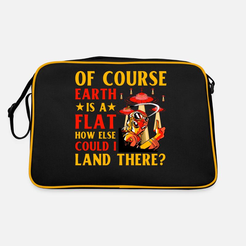Of course Earth is a flat how else could I land - Retro Tasche - Schwarz/Gold