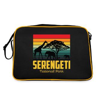 Serengeti Tanzania Safari Africa National Park Big - Retro Bag - black/gold - Back