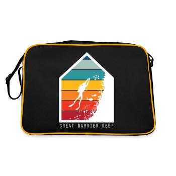 Korallenriff Meer Australien Great Barrier Reef Ta - Retro Tasche - Schwarz/Gold - Hinten