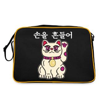 KATZE KOREANISCH WINKE - Retro Tasche - Schwarz/Gold - Hinten