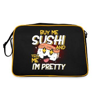 Sushi Geschenk Reis Süß Sushi - Retro Tasche - Schwarz/Gold - Hinten