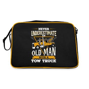 Never Underestimate An Old Man With A Tow Truck - Retro Tasche - Schwarz/Gold - Hinten