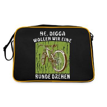 FAHRRAD HE DIGGA - Retro Tasche - Schwarz/Gold - Hinten