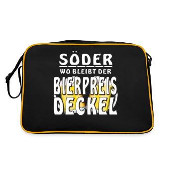 SÖDER WO BLEIBT DER BIERPREIS DECKEL - Retro Tasche - Schwarz/Gold - Hinten