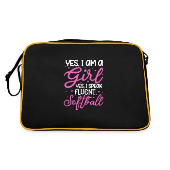 Softball Girl Spieler Baseball Pitcher Geschenk - Retro Tasche - Schwarz/Gold - Hinten