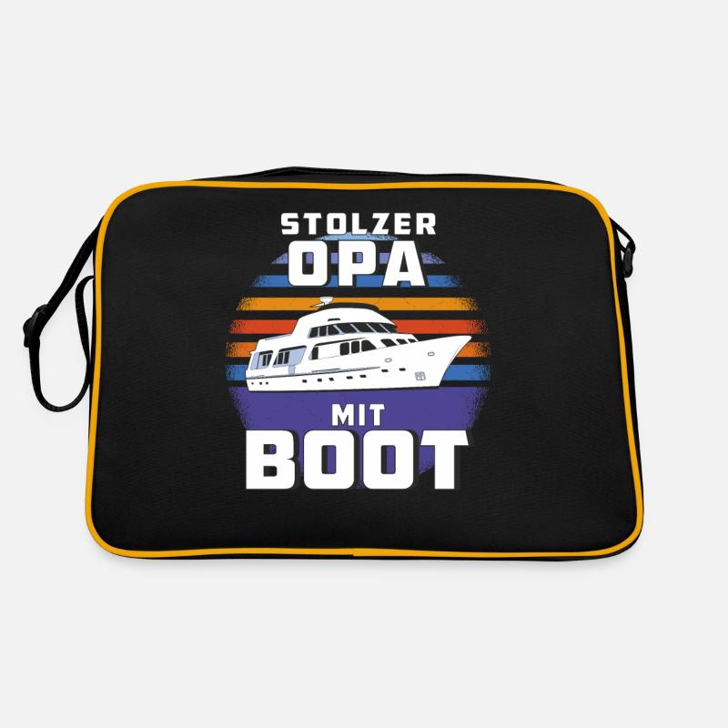STOLZER OPA MIT BOOT - Retro Tasche - Schwarz/Gold