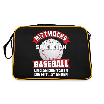 MITTWOCHS SPIELE ICH BASEBALL - Retro Tasche - Schwarz/Gold - Hinten