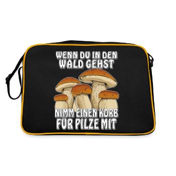 WENN DU IN DEN WALD GEHST NIMM EINEN KORB FÜR - Retro Tasche - Schwarz/Gold - Hinten