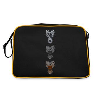 Rothirsch Geweih mit Hirschgeweih - Retro Tasche - Schwarz/Gold - Hinten