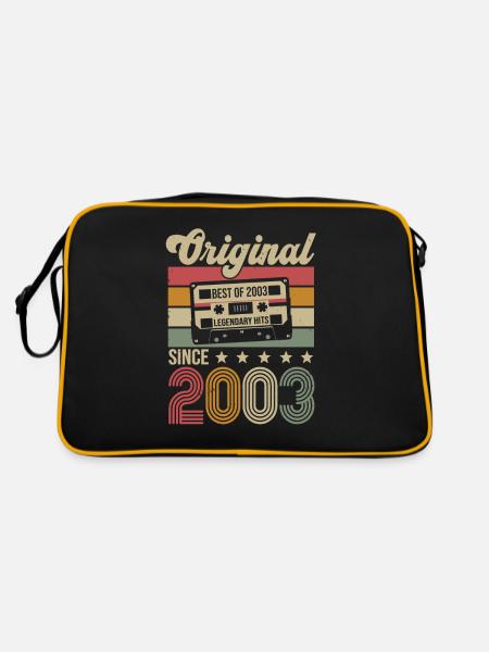 Vintage Geburtstag Original Geschenkidee 2003 - Retro Tasche - Schwarz/Gold - Hinten