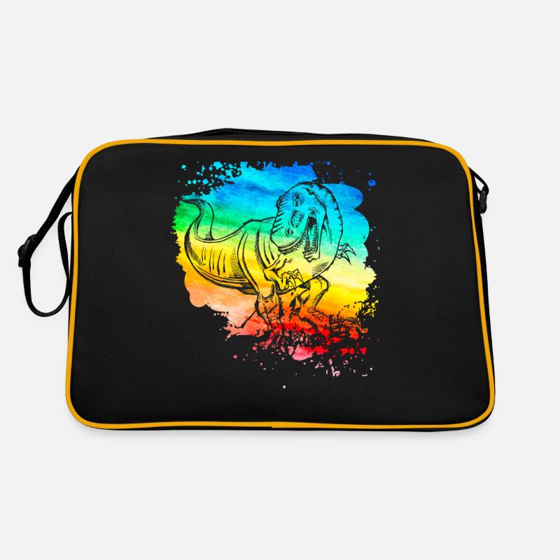 Dinosaurier - Retro Tasche - Schwarz/Gold