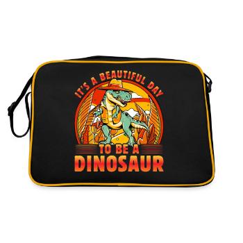 It's a beautiful day to be a Dinosaur - Retro Tasche - Schwarz/Gold - Hinten