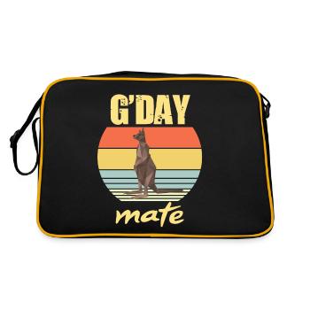 Kangaroo G'day Outback Australia Marsupials Kangaroo - Retro Bag - black/gold - Back