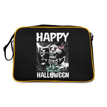 Halloween Kostüm Kürbis Attacke Nightmare - Retro Tasche - Schwarz/Gold - Hinten