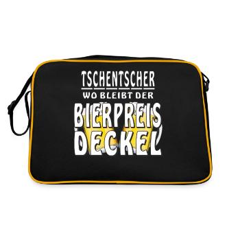 TSCHENTSCHER WO BLEIBT DER BIERPREIS DECKEL - Retro Tasche - Schwarz/Gold - Hinten