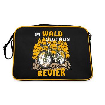 FAHRRAD IM WALD LIEGT MEIN REVIER - Retro Tasche - Schwarz/Gold - Hinten