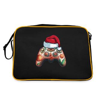Gamer Controller mit Mütze Lustiges Outfit Xmas - Retro Tasche - Schwarz/Gold - Hinten