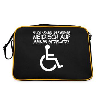 Sarkasmus Rollstuhl Rollstuhlfahrer - Retro Tasche - Schwarz/Gold - Hinten