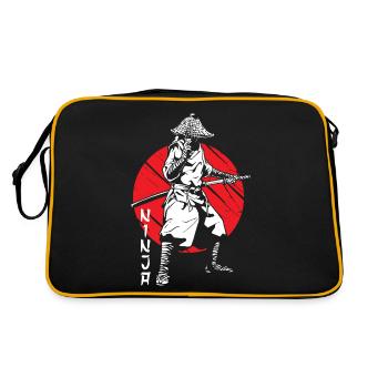 Samurai Ninja Warrior Japanese Bloodstain Katana S - Retro Bag - black/gold - Back