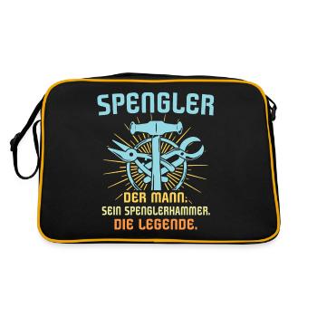 Spengler Beruf Bauspengler Sprüche - Retro Tasche - Schwarz/Gold - Hinten