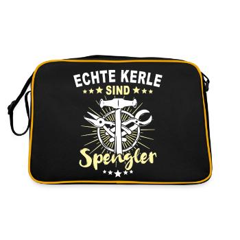 Spengler Beruf Bauspengler Sprüche - Retro Tasche - Schwarz/Gold - Hinten