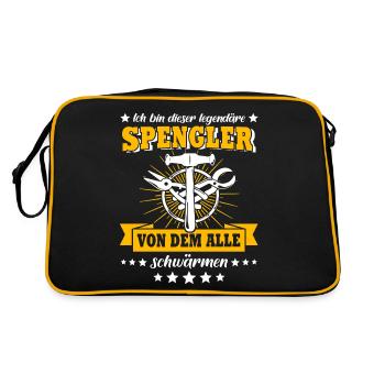 Spengler Beruf Bauspengler Sprüche - Retro Tasche - Schwarz/Gold - Hinten